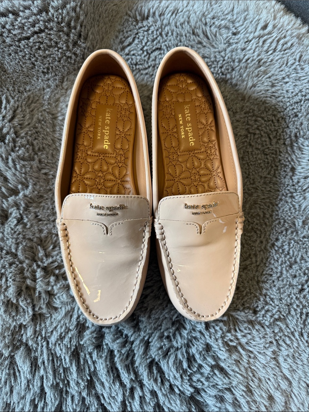 kate spade Cream Patent Leather Slip-On Loafers